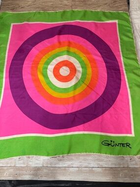Vintage 60’s Rare Silk Gunter Scarf Multicolor Target